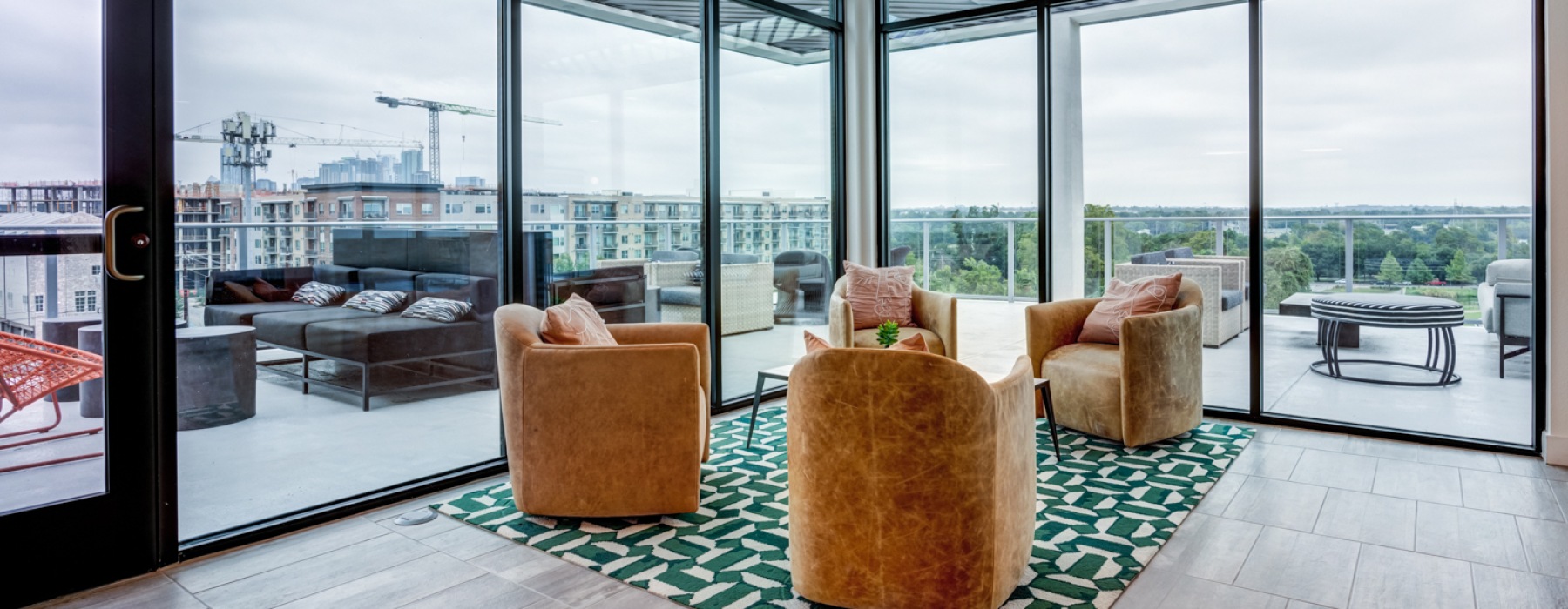 Lounge area with views of downtown austin