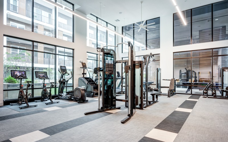 Fitness center with weight and cardio machines